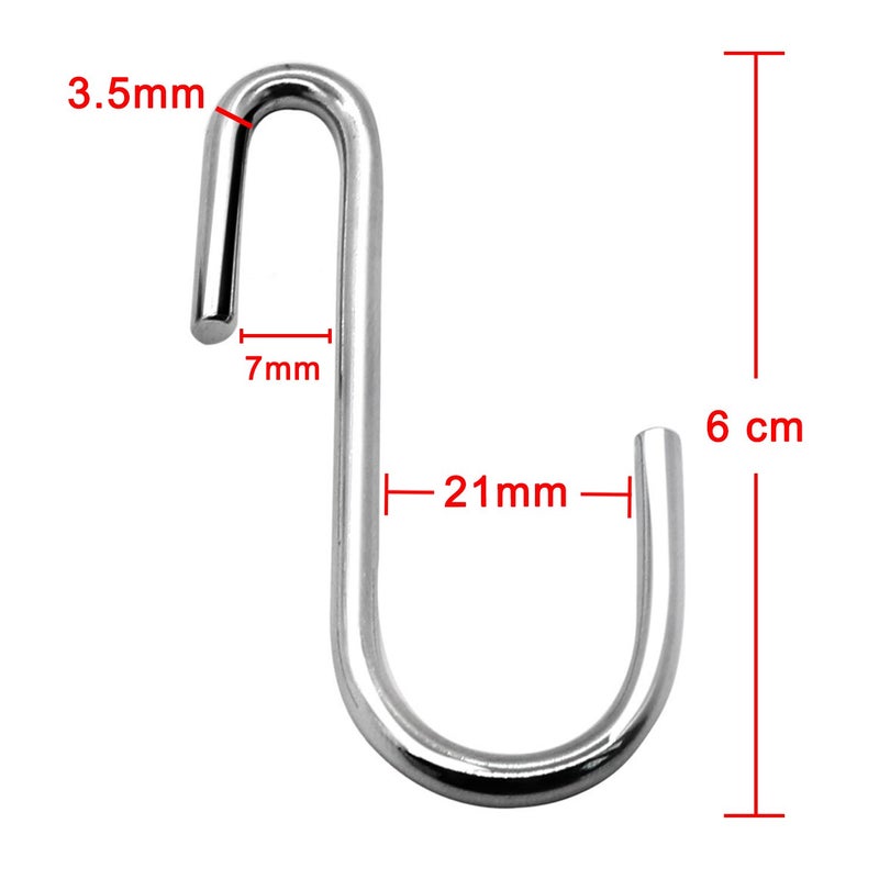 YourGift 10 Pack Heavy Duty S Hooks Silver S Shaped Hooks Hanging Hangers Hooks for Kitchen, Bathroom, Bedroom and Office: Pan, Pot, Coat, Bag, Plants(10 Pack/Silver/Small) - Image 3